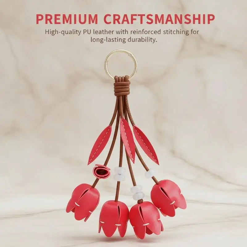Tulip Flower Bag Charm – Floral Pendant for Handbag & Keychain