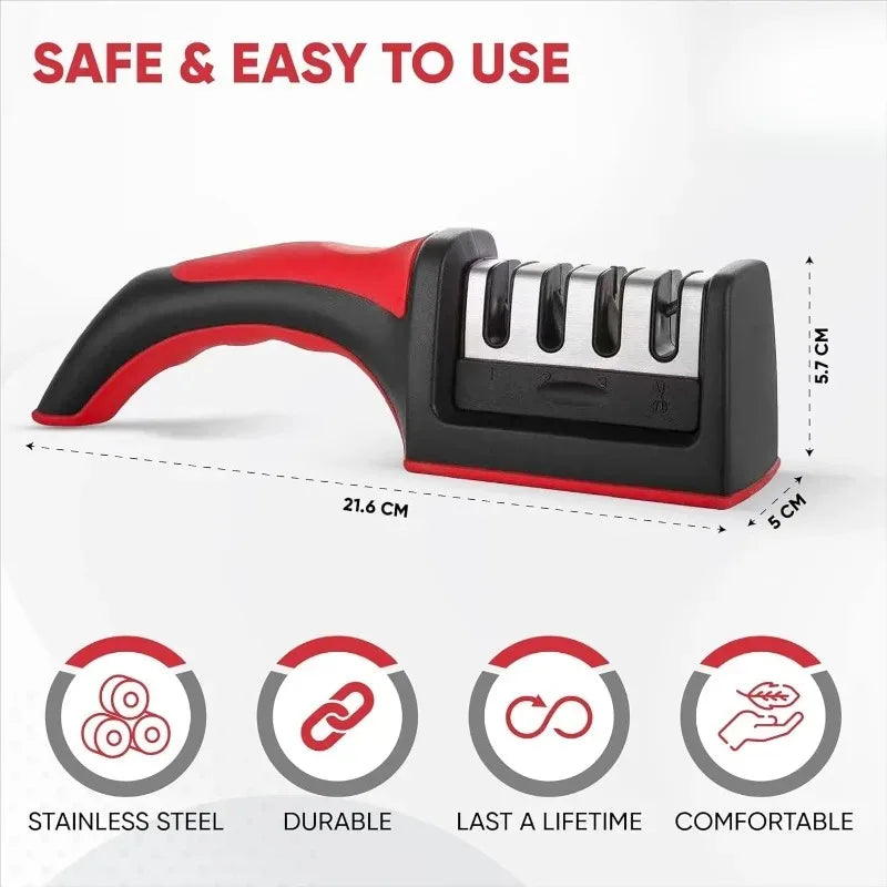 3-Slot Kitchen Knife Sharpener with Ergonomic Handle