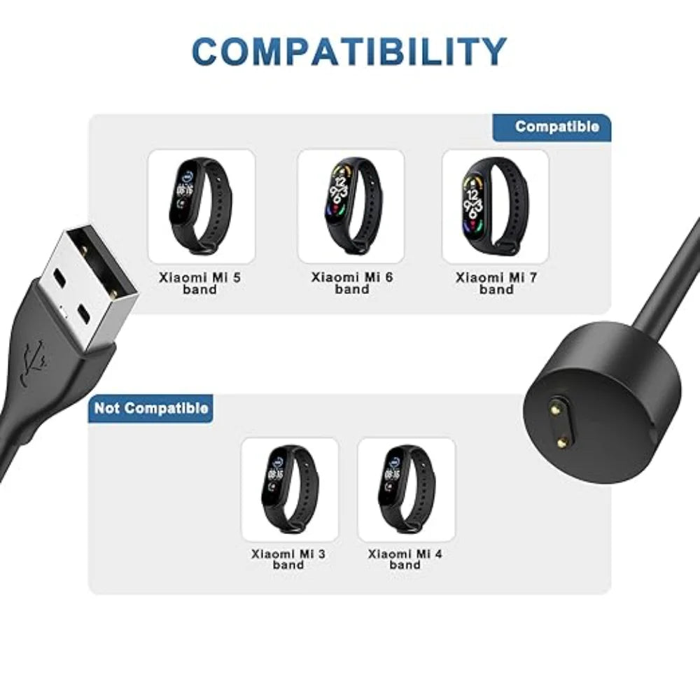 2-Pack USB Charger for Xiaomi Mi Band 5/6/7 & Amazfit Band 5