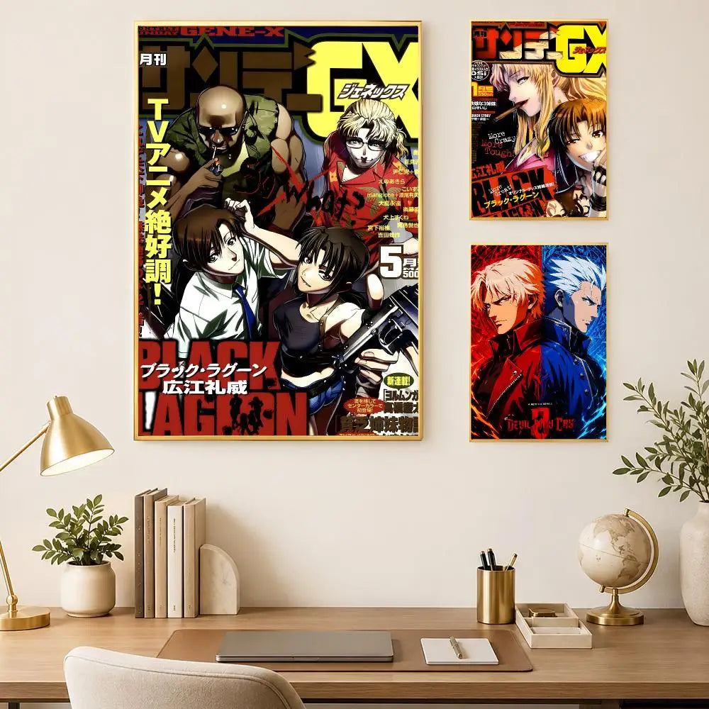 Black Lagoon Anime Poster – Self-Stick HD Waterproof Wall Art