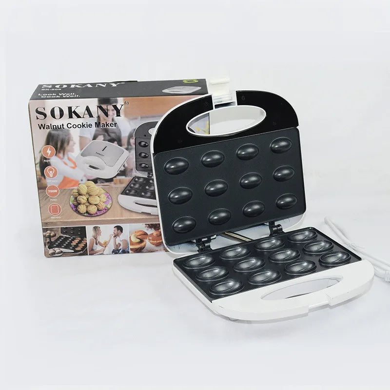URGGU 12-Well Electric Walnut Cake Maker 750W Non-Stick Griddle