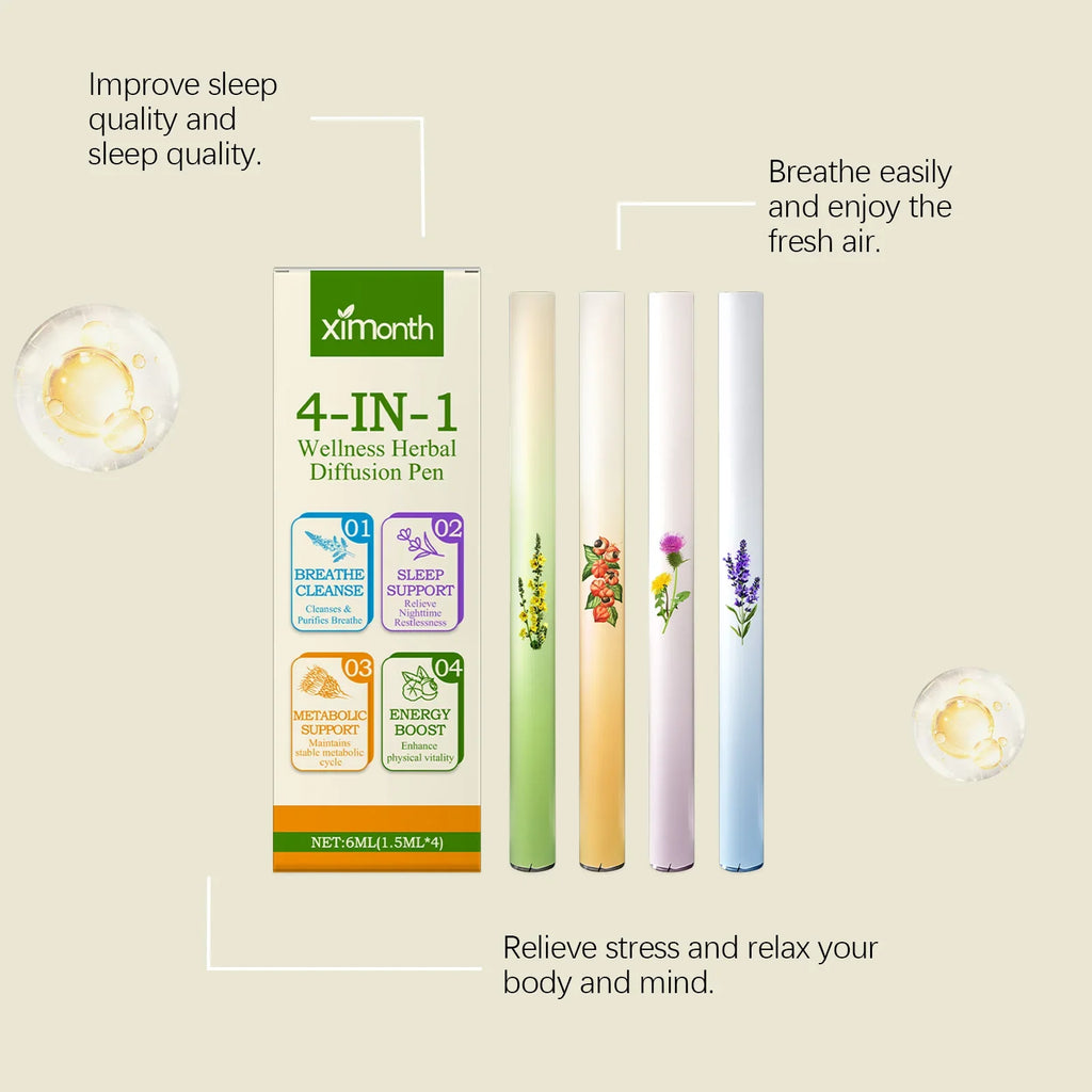 4-in-1 Aromatherapy Diffuser Pen | Breathing & Relaxation 4-Pack