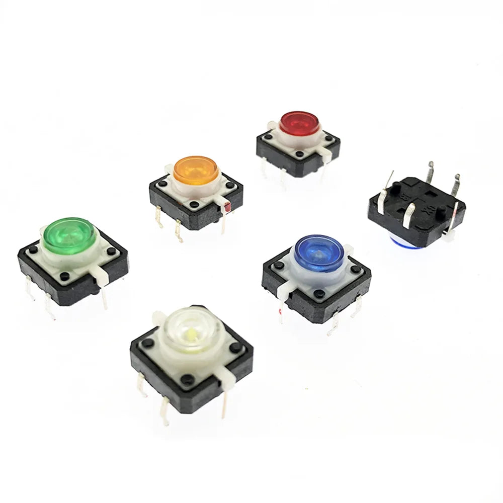Reset Button Momentary Switch Light 12x12x7 Green Blue Red Yellow