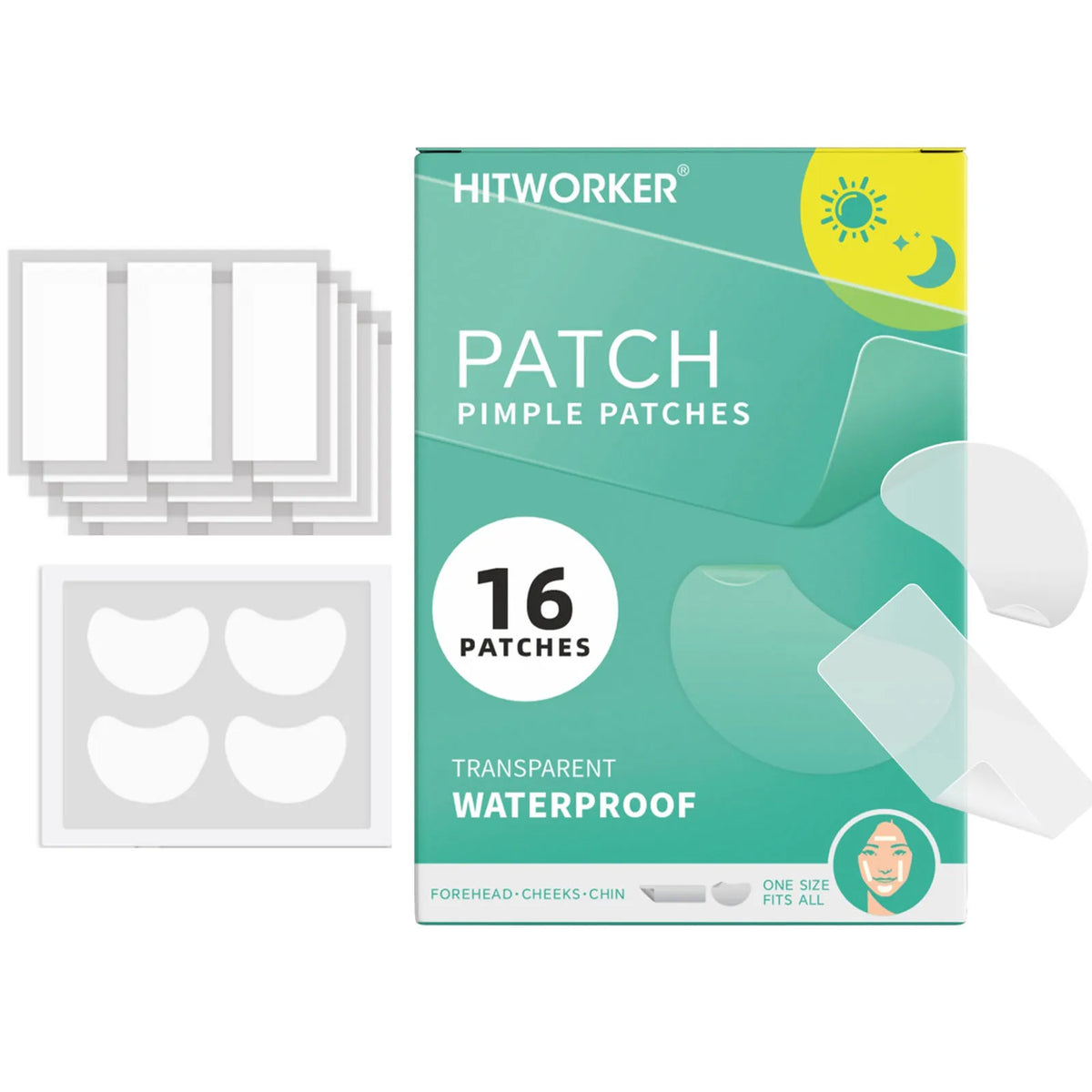 16-Pack Hydrocolloid Acne Patches – Invisible & Waterproof