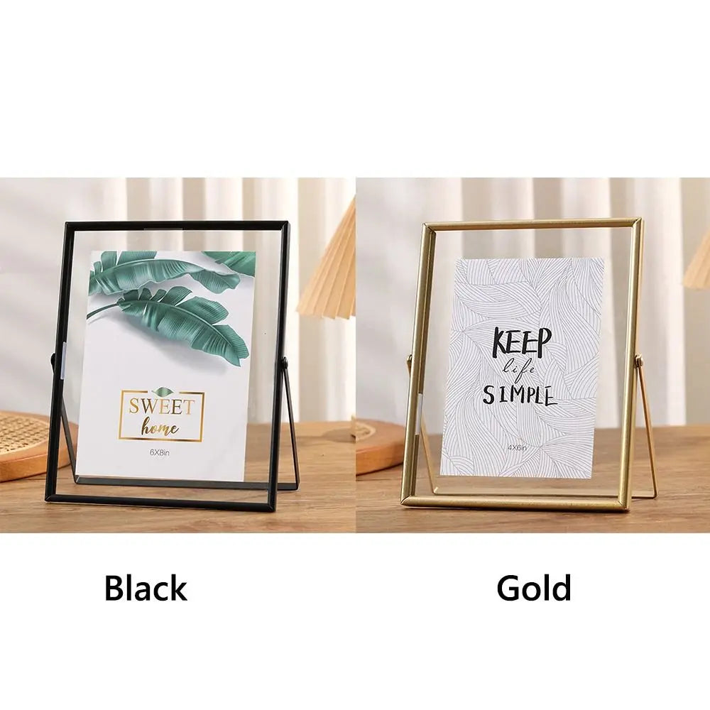 Metal Acrylic Photo Frame 4–10 Inch | Gold & Black Picture Holder
