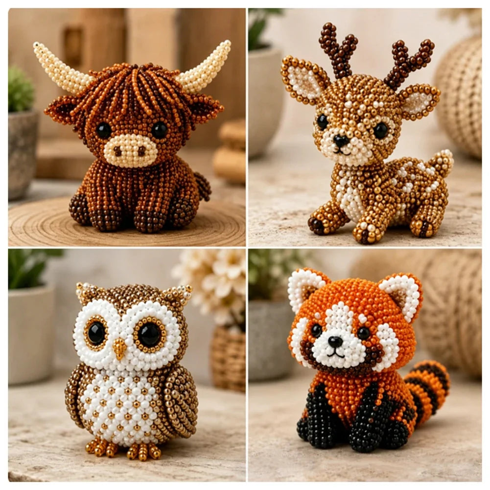 3D Beaded Animal Craft Kit | DIY Bead Pet Keychain Making Set