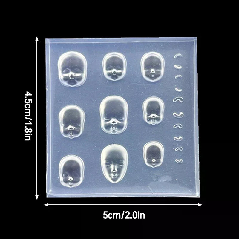 3D Cartoon Doll Face Silicone Nail Art Mold | Manicure Stencil