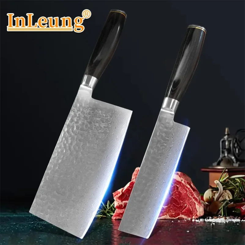 InLeung Damascus Steel Cleaver – Chinese Chef's Kitchen Knife