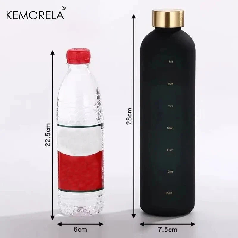 1L Motivational Water Bottle with Time Marker – 32 oz BPA Free