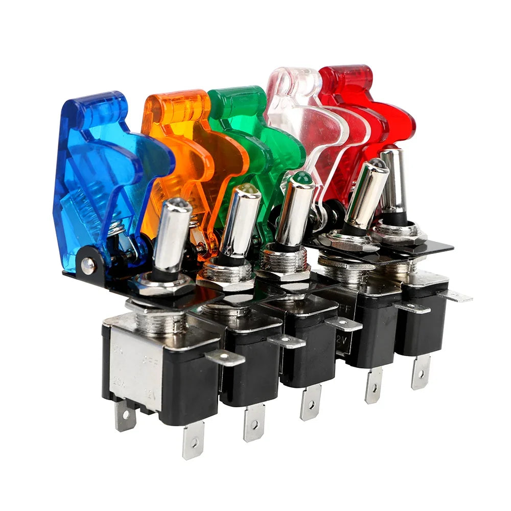 12V 20A LED Toggle Switch with Cover – SPST On/Off Car Switch