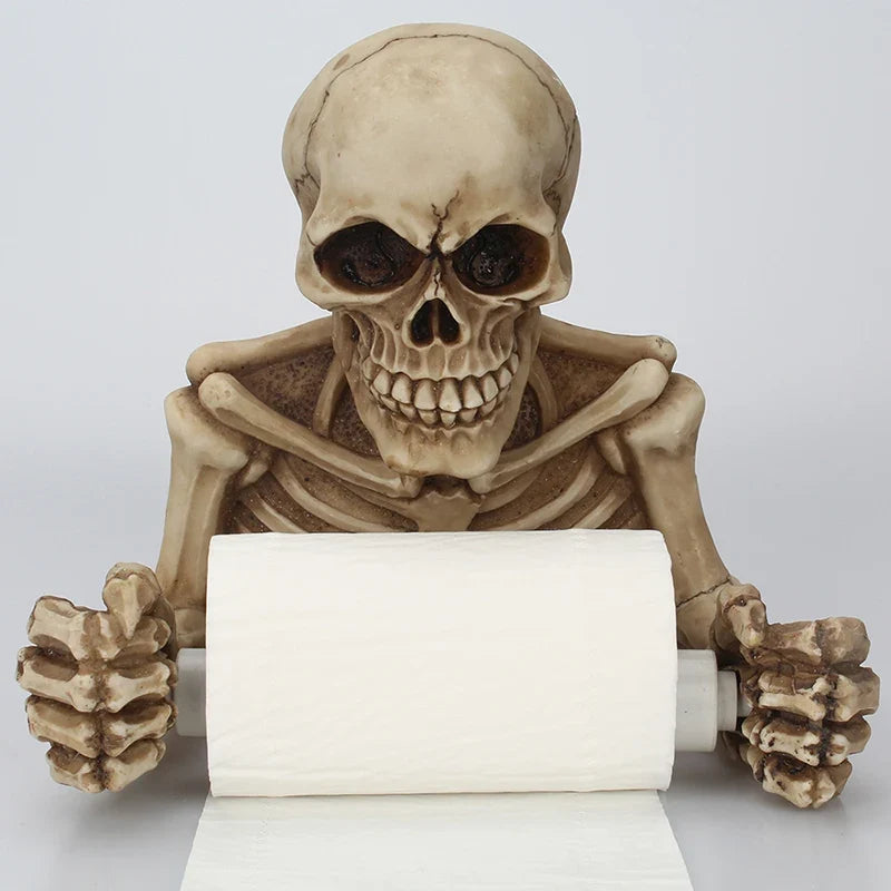 Skull Toilet Paper Holder | Wall Mounted Halloween Bathroom Decor