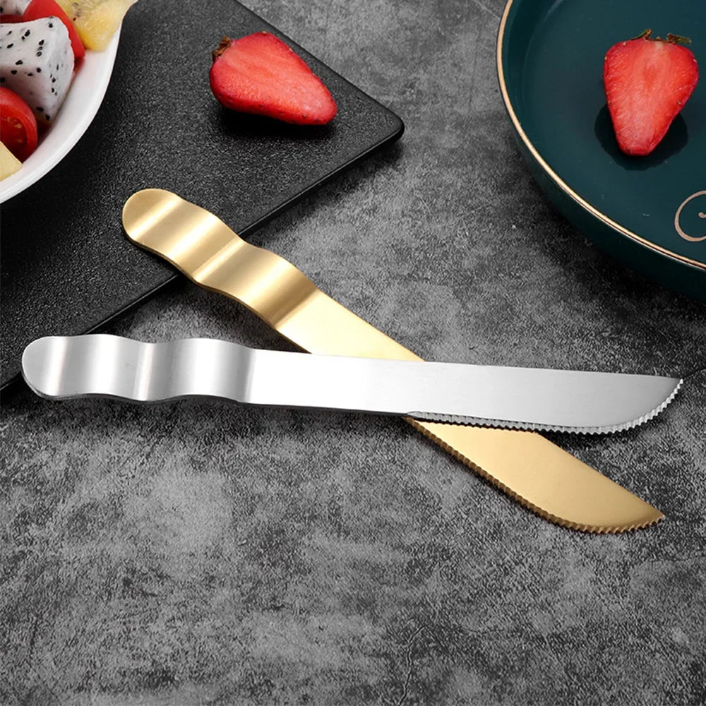 8-Pc Rose Gold Stainless Steel Wedding Cake Knife Set