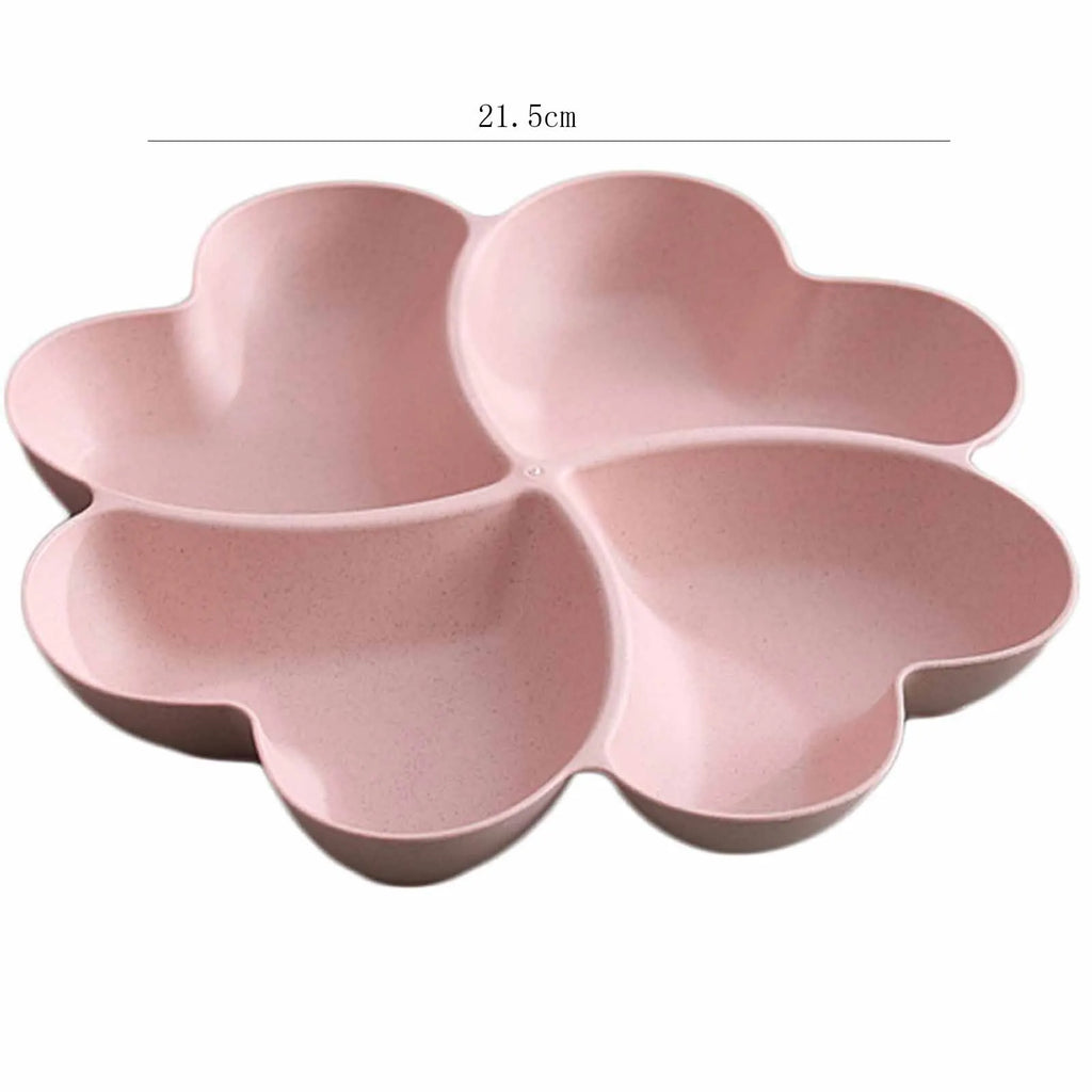 Four-Leaf Clover Snack Tray with Heart Compartments | Fruit Plate