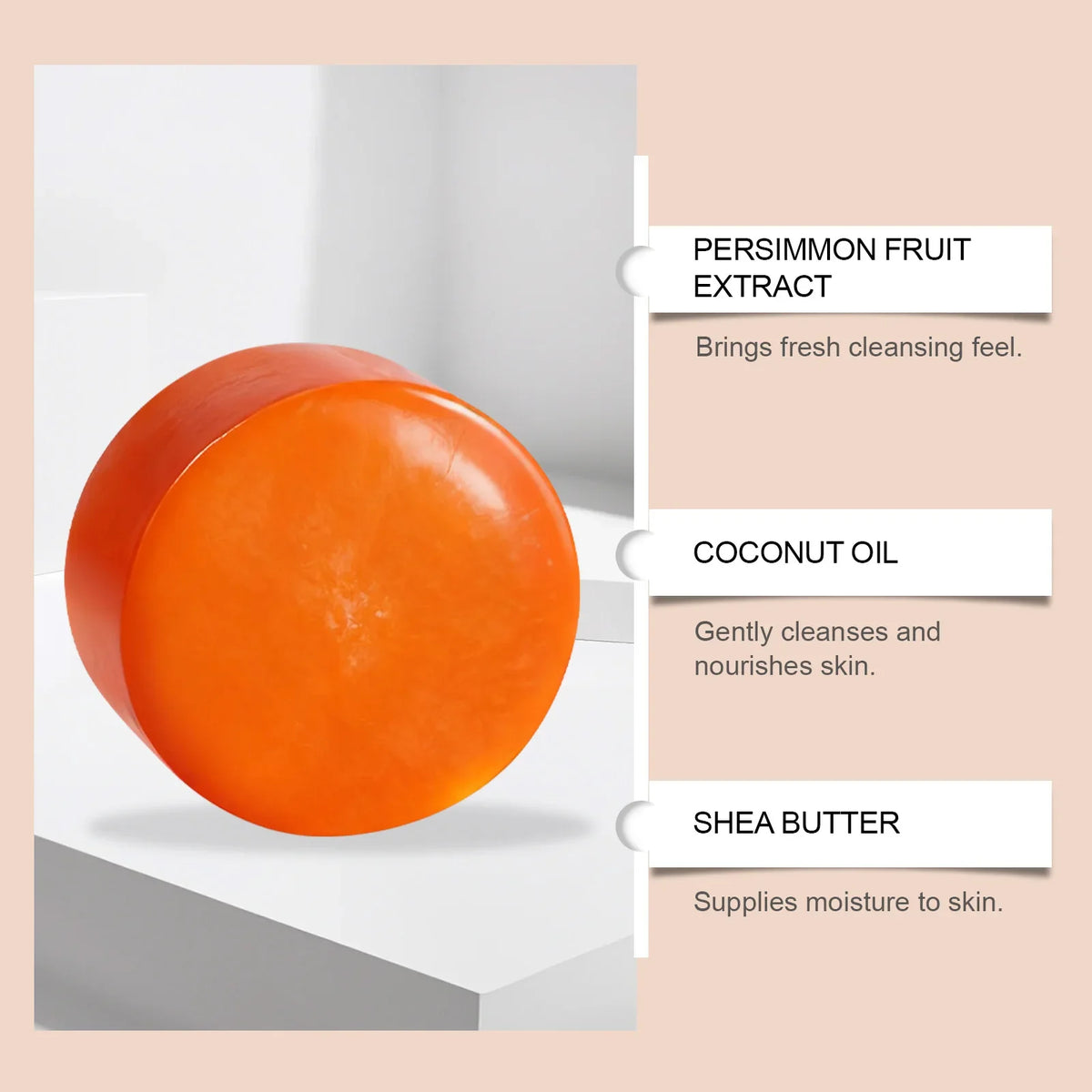 OceAura Persimmon Soap Bar | Natural Brightening & Moisturizing