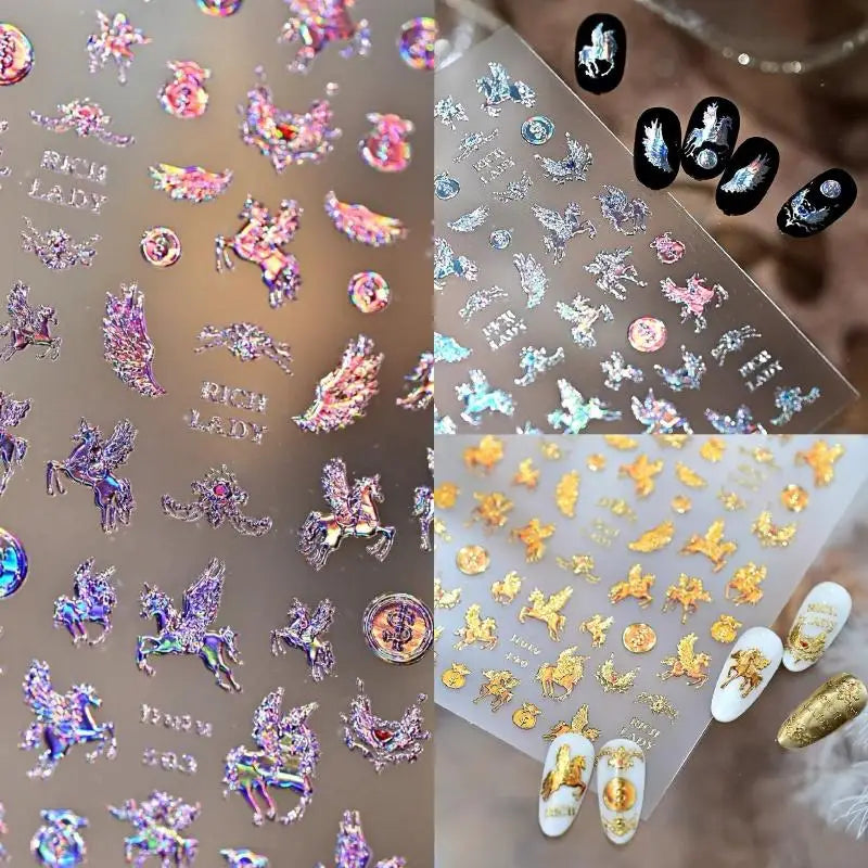 Dreamy Pony Nail Art Stickers | Cartoon Horse DIY Decals