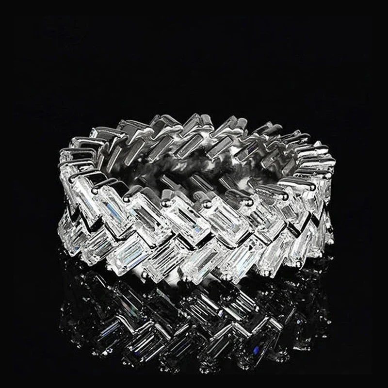Huitan Baguette CZ Ring – Women's Luxury Wedding Band