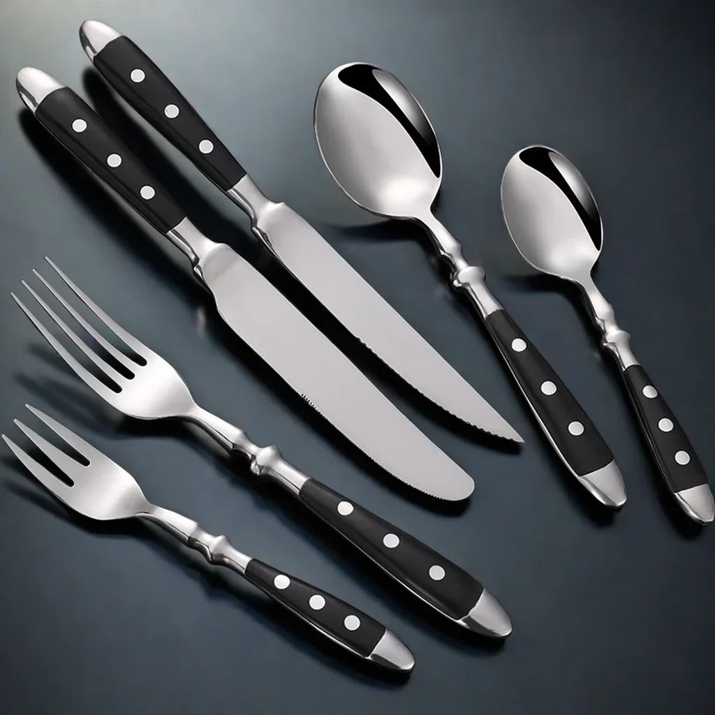 Stainless Steel Cutlery Set – Fork, Spoon & Steak Knife