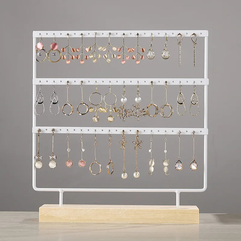 Solid Wood Iron Earring Holder Rack – Multi-Tier Jewelry Display