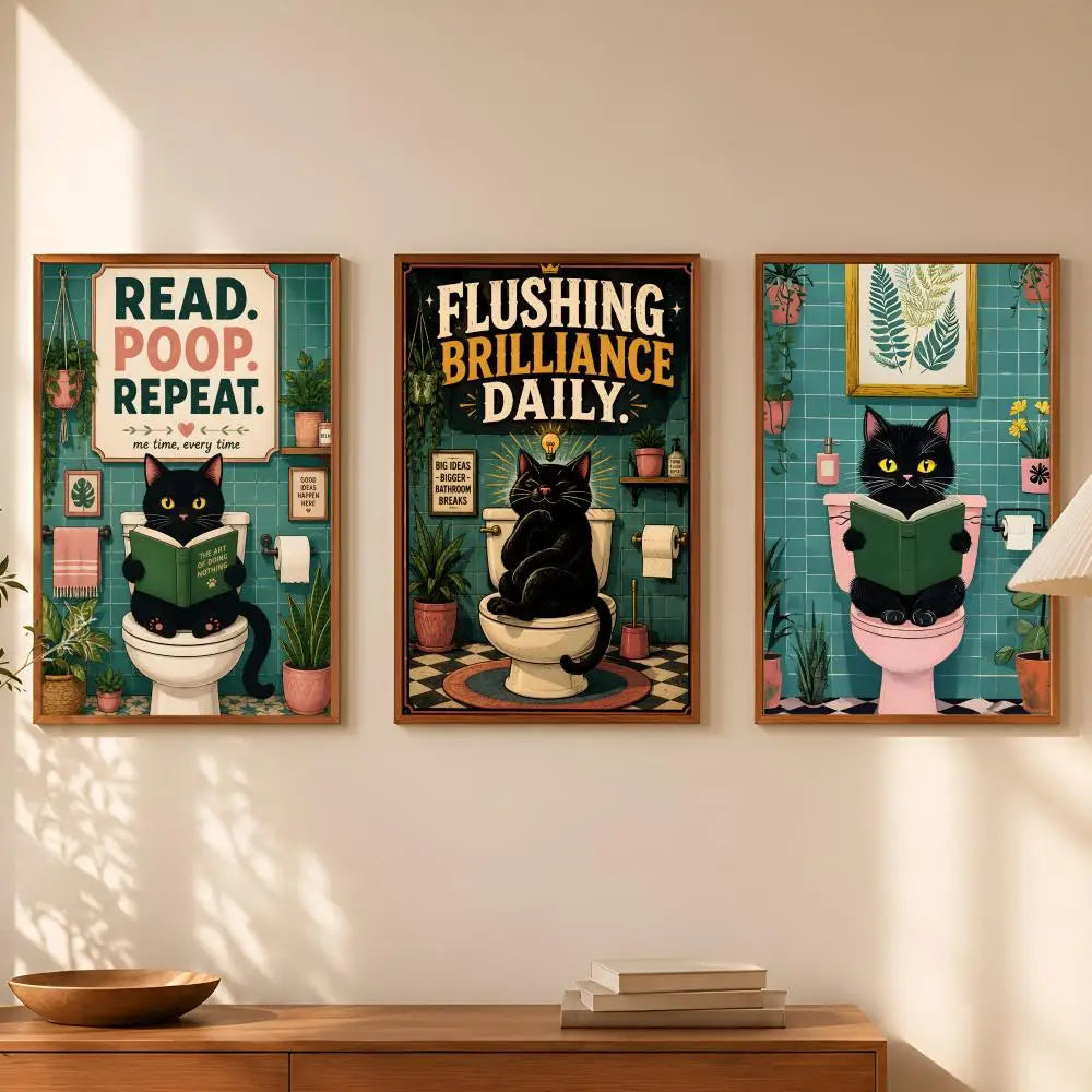 Funny Cat Slogan Self-Stick PVC Wall Art Poster – Waterproof