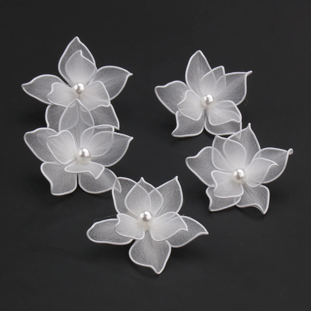 Fabric Flower Hair Clips Set of 3 | Wedding & Party Barrettes