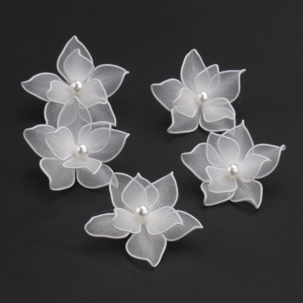 Fabric Flower Hair Clips Set of 3 | Wedding & Party Barrettes