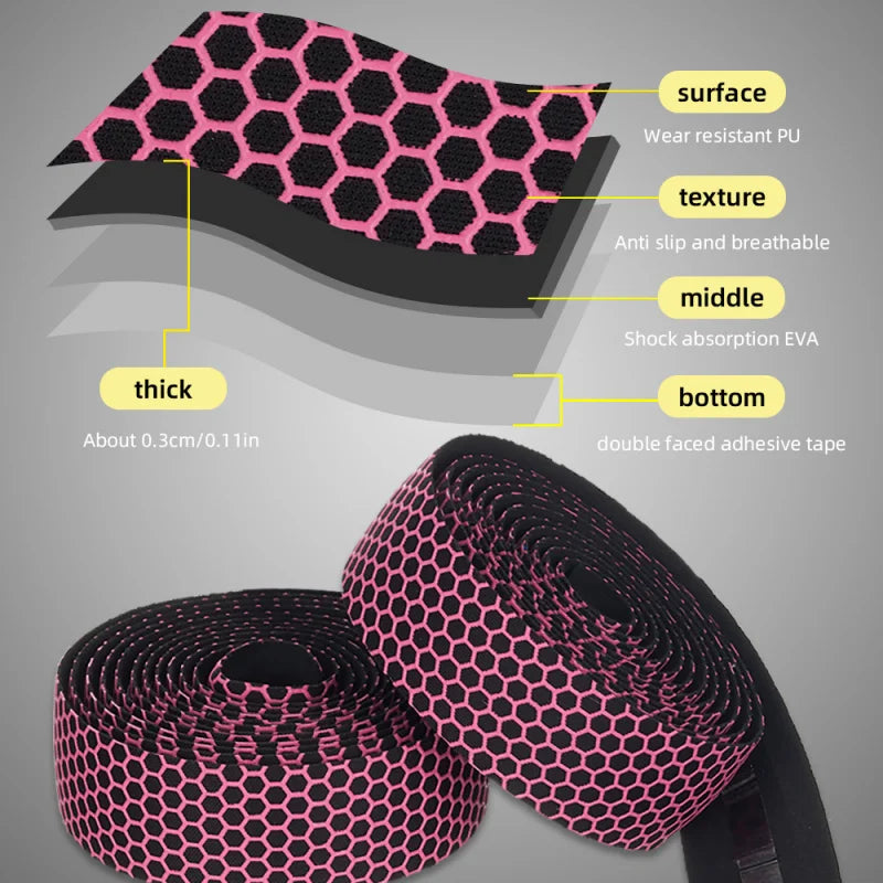 Road Bike Handlebar Tape – Honeycomb Silicone EVA Anti-Slip Wrap