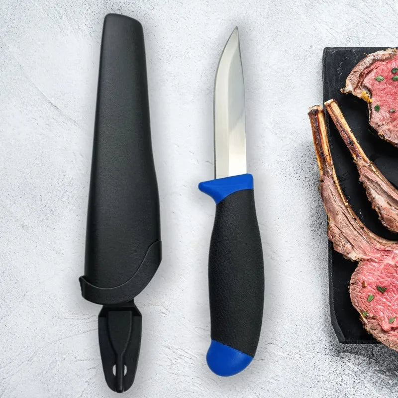 Fish Fillet Knife Stainless Steel Rubber Grip & Sheath