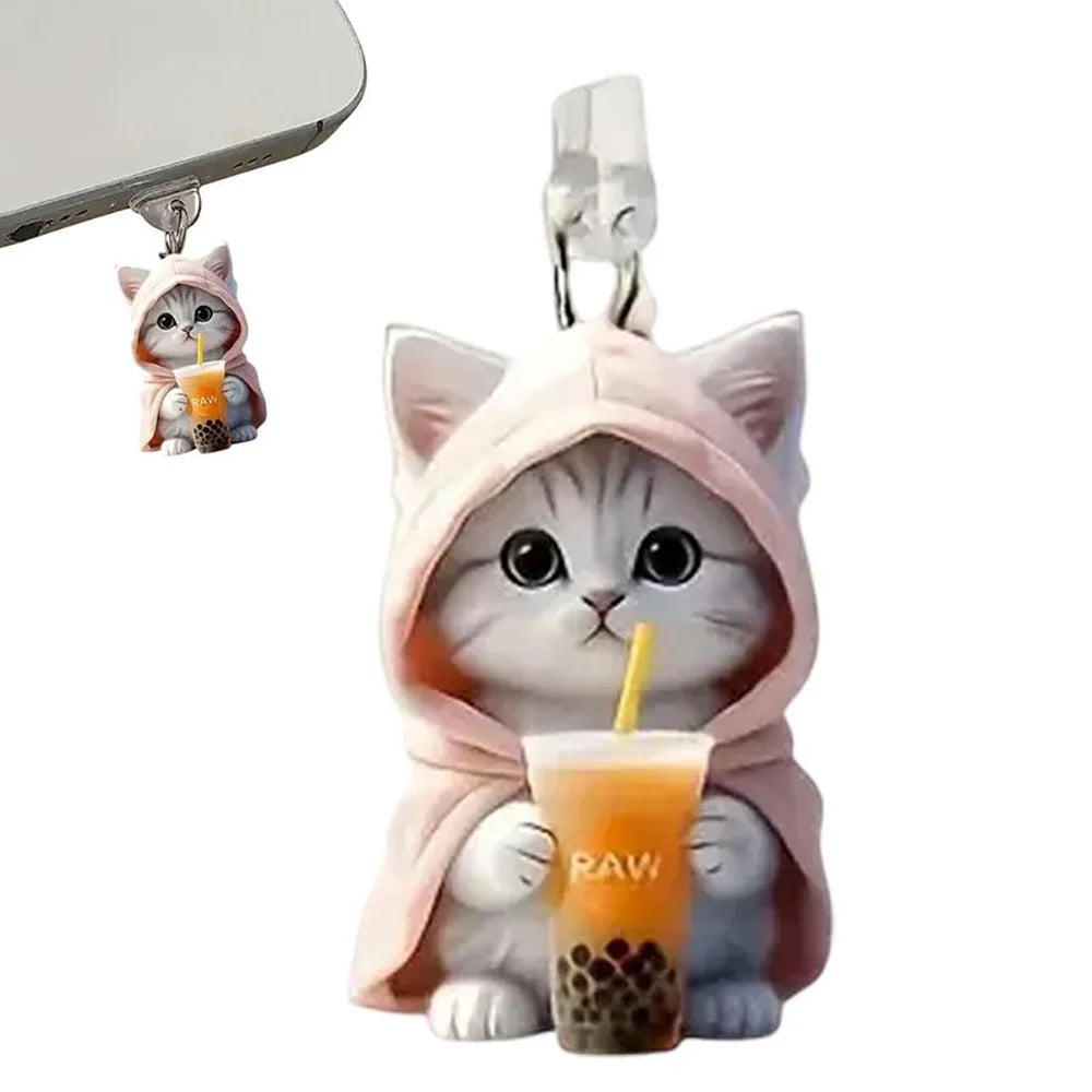 Cute Cat Dust Plug Charm for iPhone & USB-C | Phone Pendant