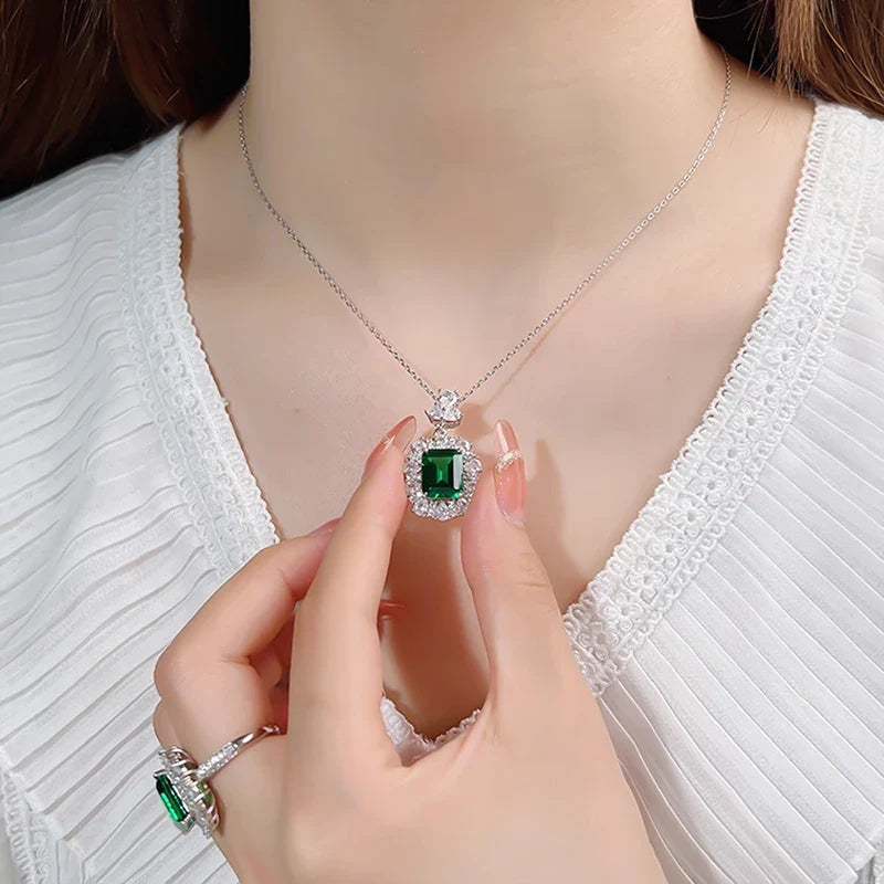 Huitan Green Cubic Zirconia Pendant Necklace | Women's Jewelry