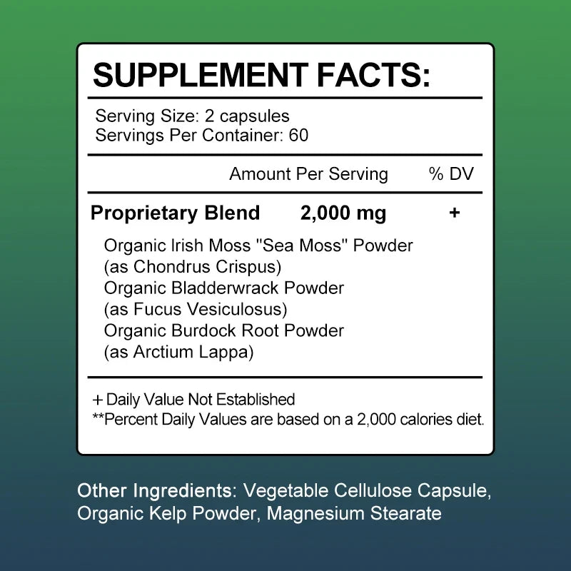 Beworths Sea Moss Capsules – Immune & Thyroid Support 120ct