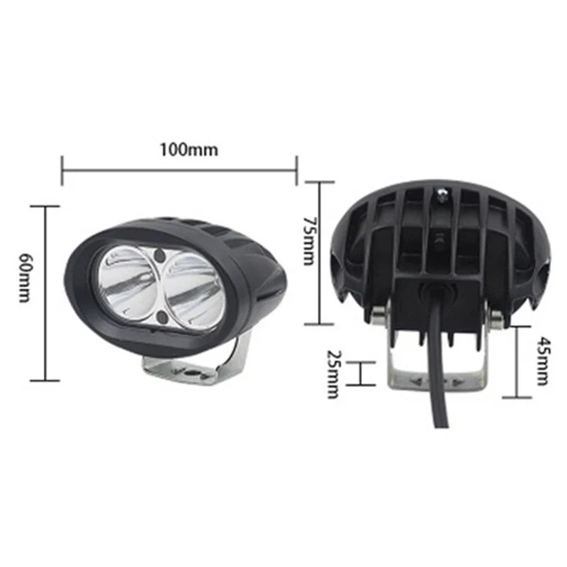 20W Oval LED Spotlight 12-85V | Off-Road & Motorcycle Work Light