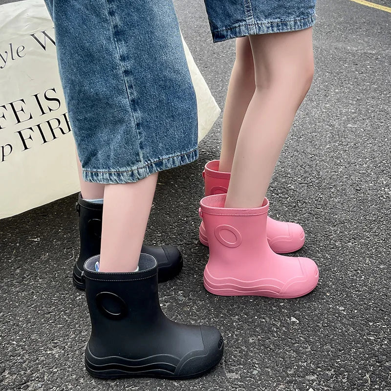 Lorilury Women's Waterproof EVA Ankle Rain Boots Slip-On
