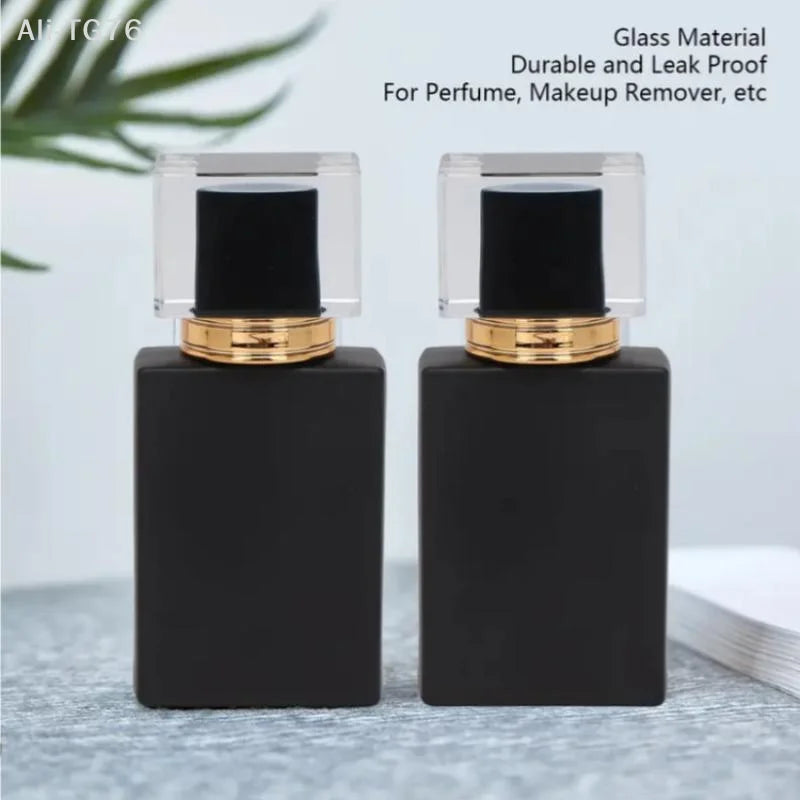 Matte Black Glass Perfume Spray Bottle 30ml 50ml Refillable