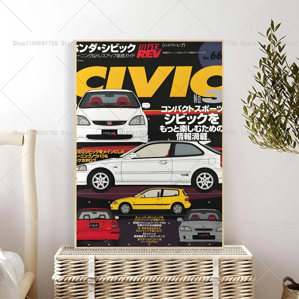 Retro JDM Car Poster | Self-Adhesive Waterproof Wall Sticker