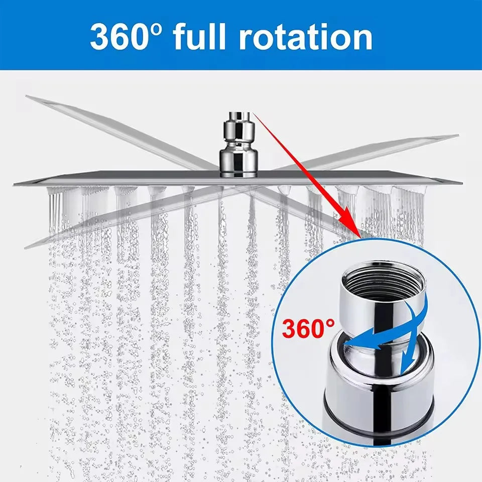 Square Rainfall Shower Head 8/10/12" Stainless Steel Ultra-Thin