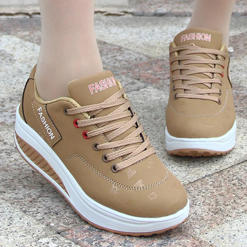 HAJINK Women's Fashion Heel Sneakers – Casual Lace-Up