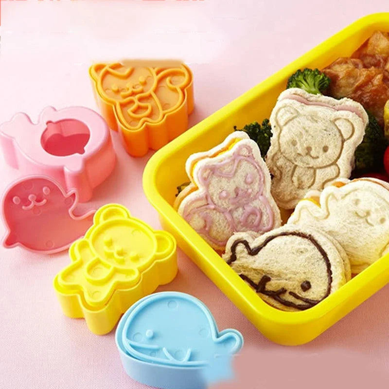 4-Piece Animal Sandwich Cookie Mold Cutter Set | Bento Kids