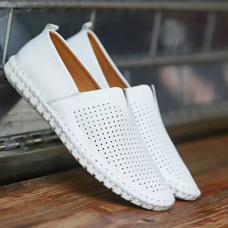 Lorilury Men's Leather Moccasin Loafers | Sizes 6–15 | Slip-On