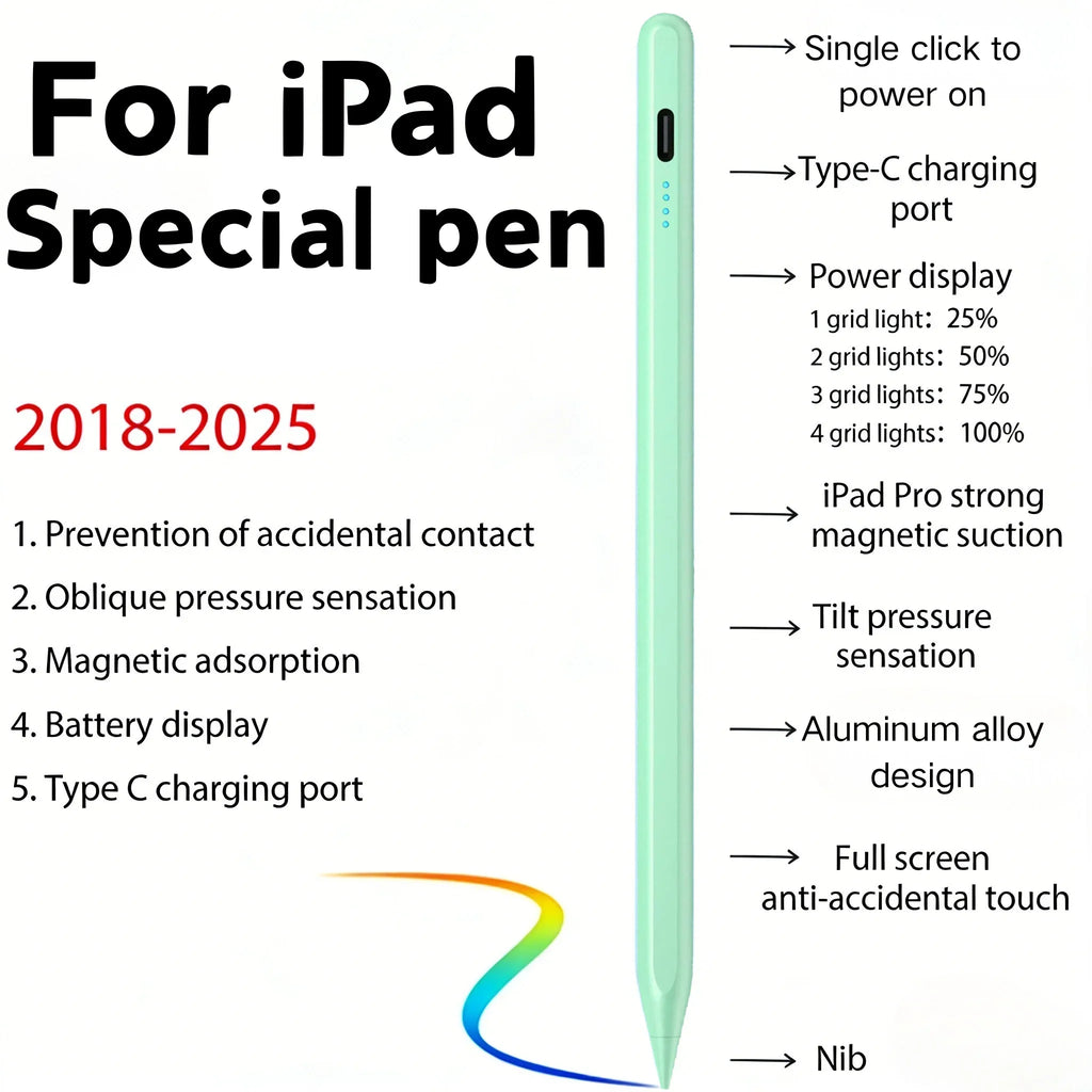 iPad Stylus Pen – Palm Rejection, Tilt & Magnetic Charging