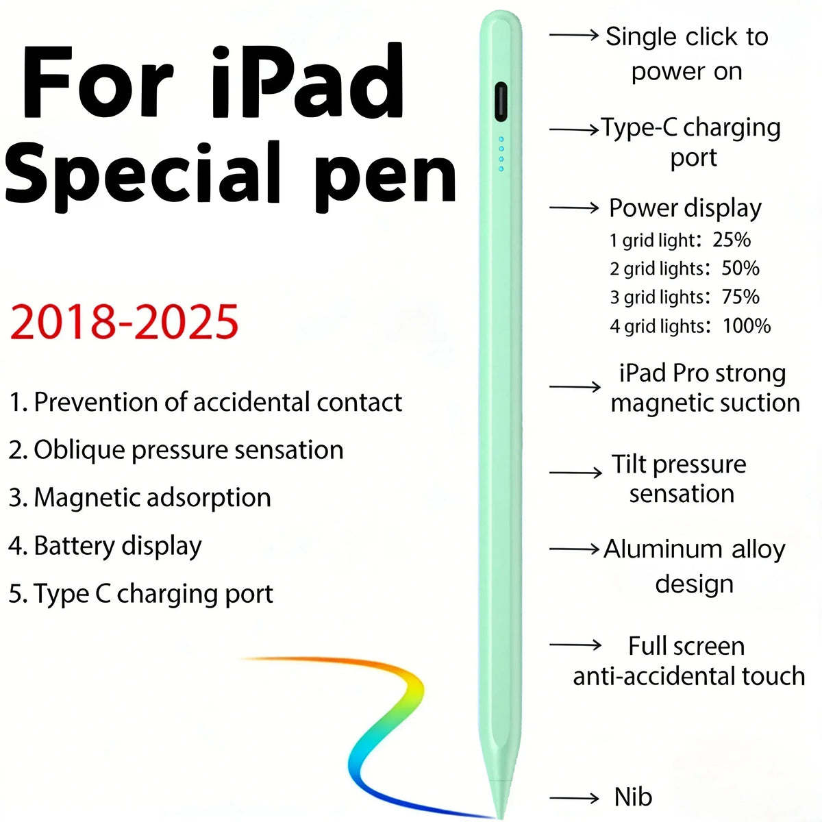 iPad Stylus Pen – Palm Rejection, Tilt & Magnetic Charging