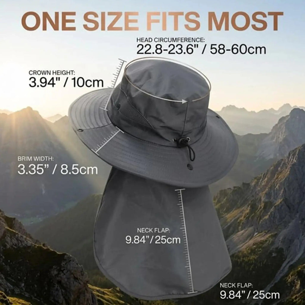 UV Sun Hat with Neck Flap – Unisex Fishing & Hiking Cap