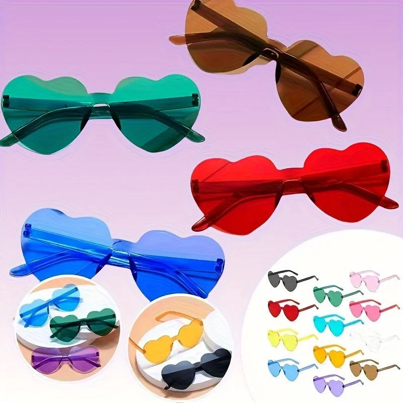10-Pack Heart-Shaped Party Glasses – Colorful Costume Eyewear
