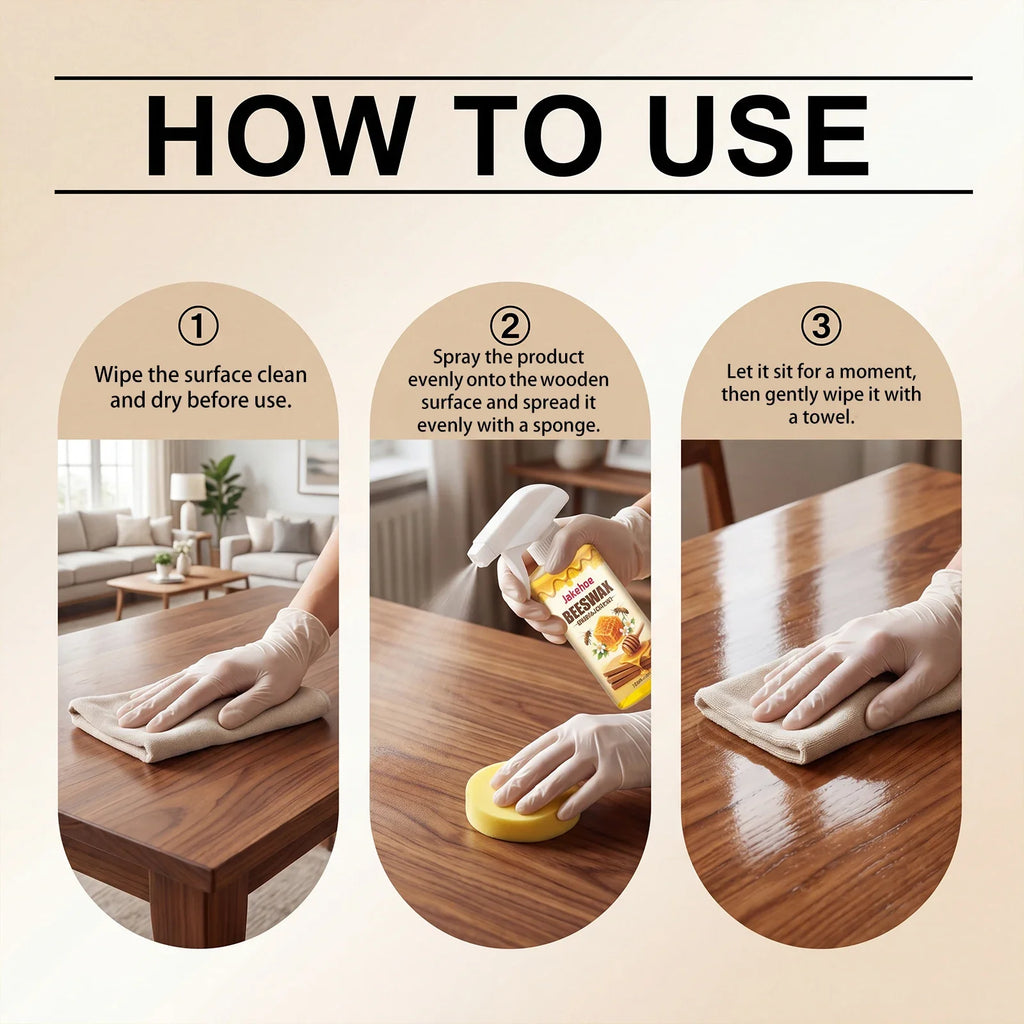 JAKEHOE 120ml Beeswax Furniture Spray | Polish, Clean & Protect Wood