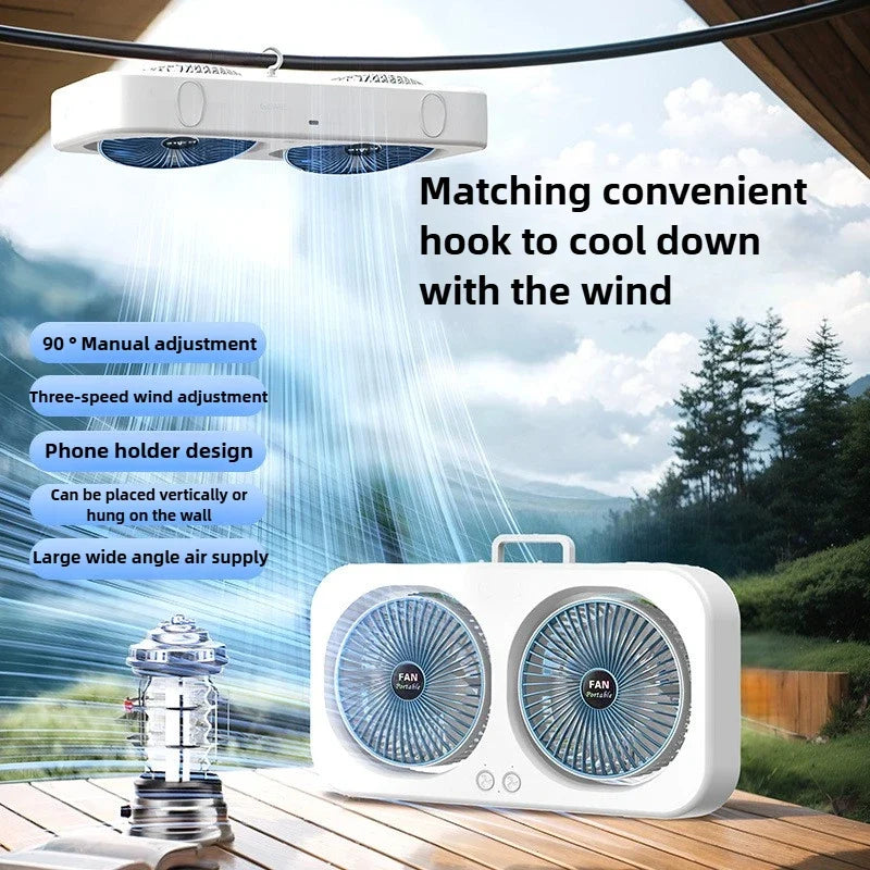 URGGU Dual Head USB Fan | 3 Speed, 90° Tilt, Silent