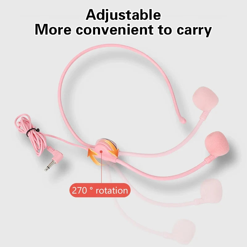 3.5mm Headworn Wired Microphone Headset – Pink, Clear Sound