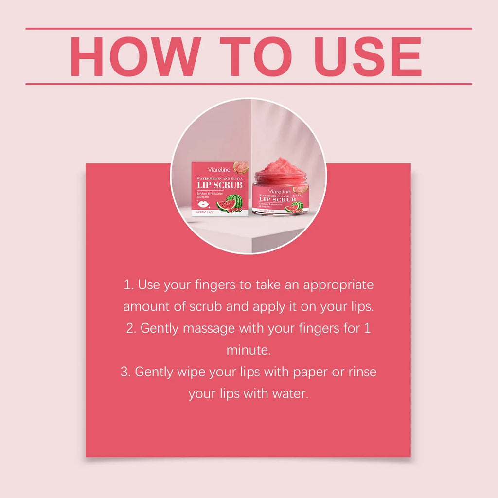 Viareline Watermelon Lip Scrub – Exfoliate & Moisturize Lips