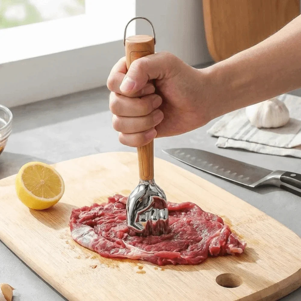 Double-Sided Meat Tenderizer Mallet | Zinc Alloy Wood Handle