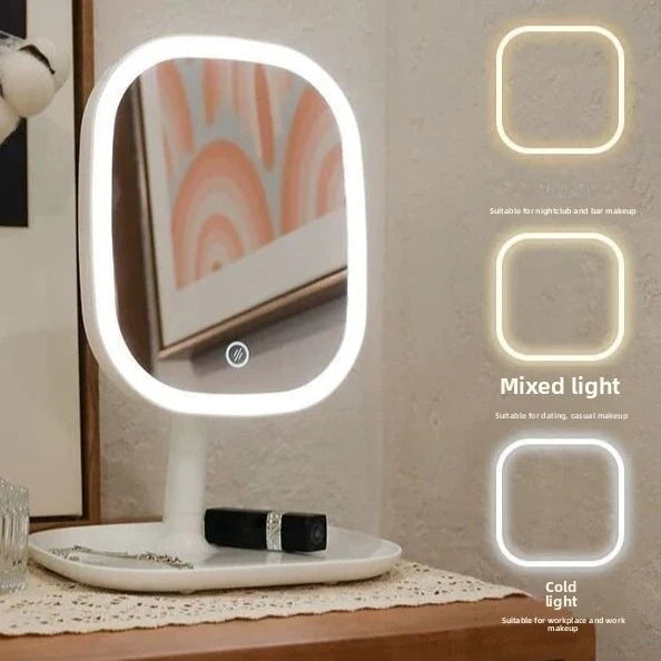LED Desktop Vanity Mirror | 3-Color Dimmable Makeup Mirror
