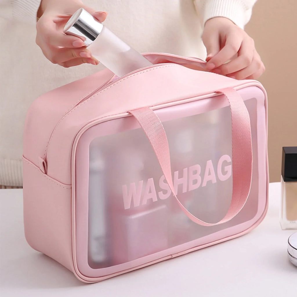 Waterproof Translucent PU Toiletry & Cosmetic Bag Organizer