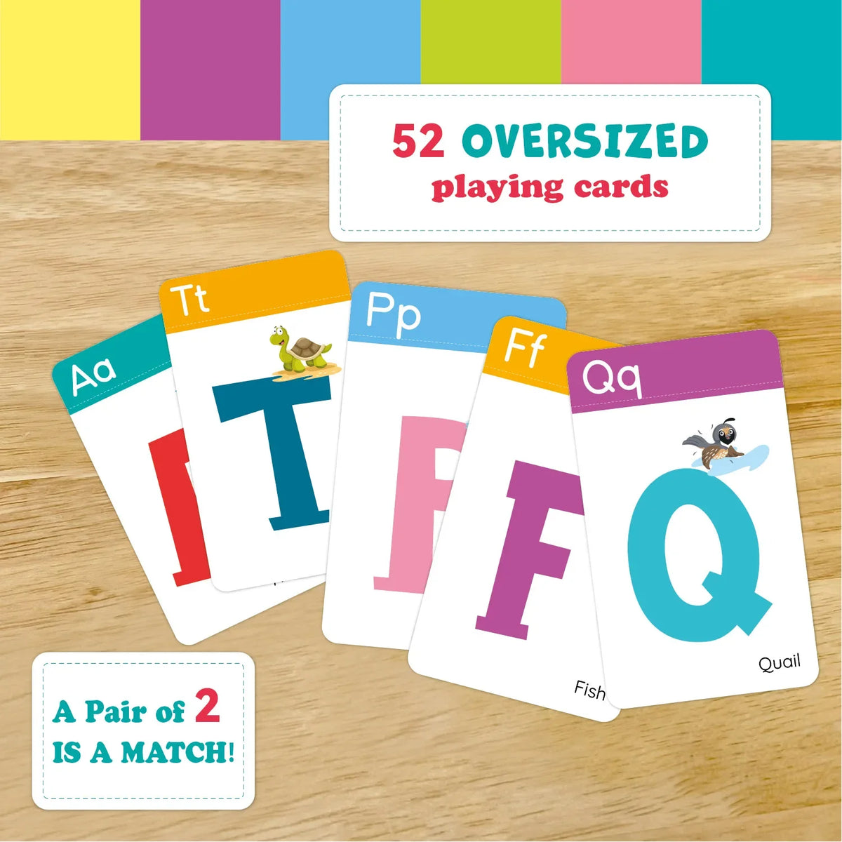 Bview Art 52 Sheets Alphabet Go Fish Card Game ABC Letter Matching